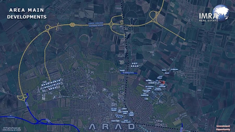 1.87 HA - Teren de Vanzare - Arad N-E (P.U.Z. Retail Aprobat)