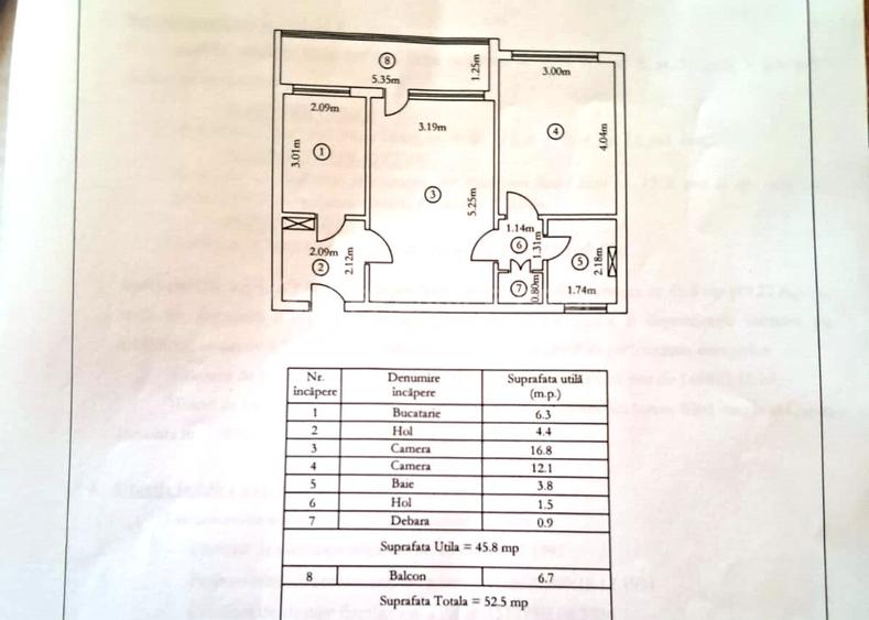 Etaj 3! Apartament 2 camere, Tatarasi, 53mp