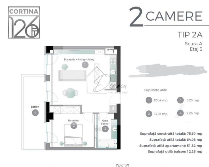 Apartament 2 camere Cortina 126 I Iancu Nicolae I Cambridge I COM 0%