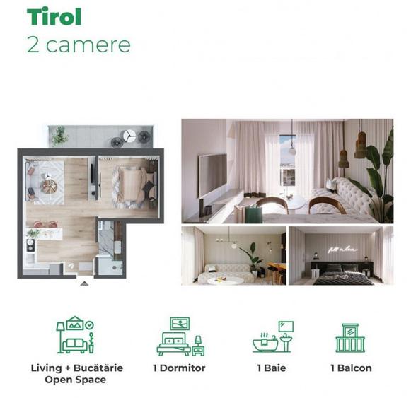 Apartament cu 2 camere tip Tirol de vanzare in Prima Arena Residence