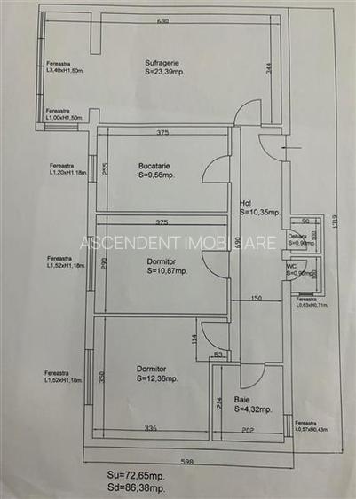 Calea Bucuresti,3 camere decomandate,  etaj 2, 87mp,  2bai, centrala proprie, te - 10