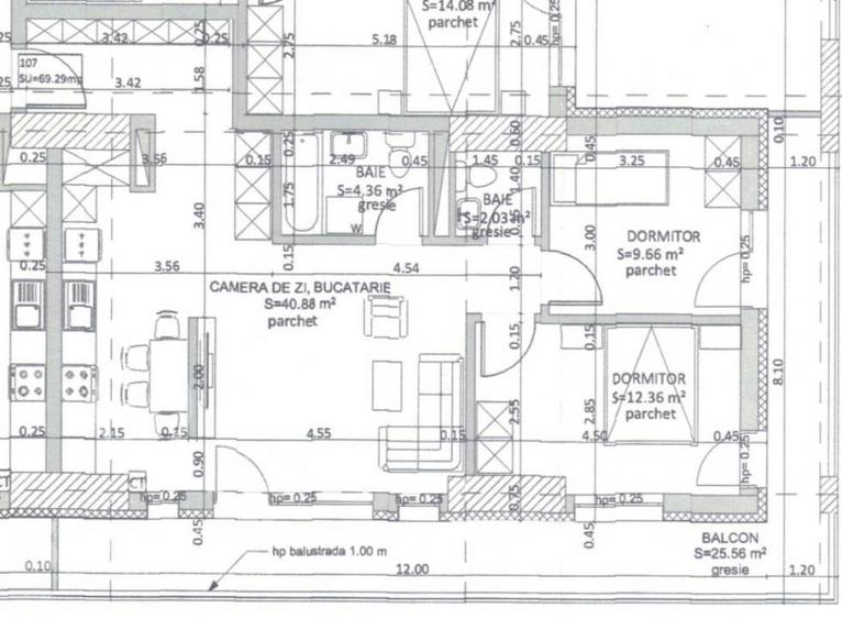 Apartament 3 camere cu terasa bloc nou Grigorescu