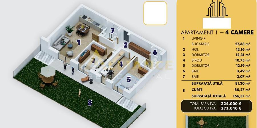 APARTAMENT 4 CAMERE CU CURTE PROPRIE | PRET DE LANSARE | COMISION 0%