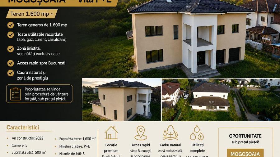 Vilă 500 mp + Teren 1.600 mp - Mogoșoaia / Zona exclusivista