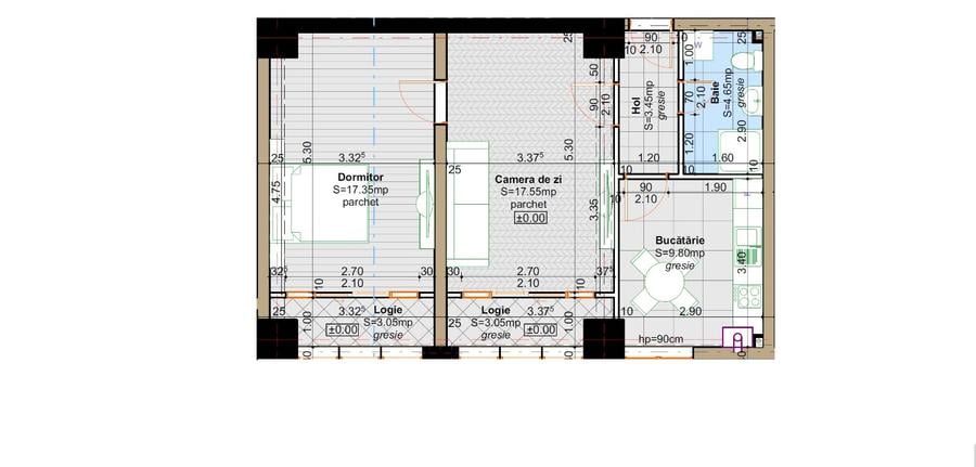 DIRECT DE LA DEZVOLTATOR: Apartament 2 camere decomandat 59 mp- Preț promoțional