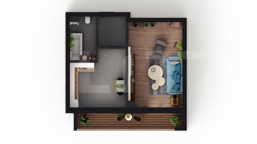 Apartament de 1 camera decomandat, etaj intermediar, zona Visan