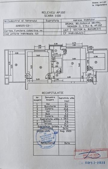 Ap 2 camere, terasa, loc de parcare si balcon