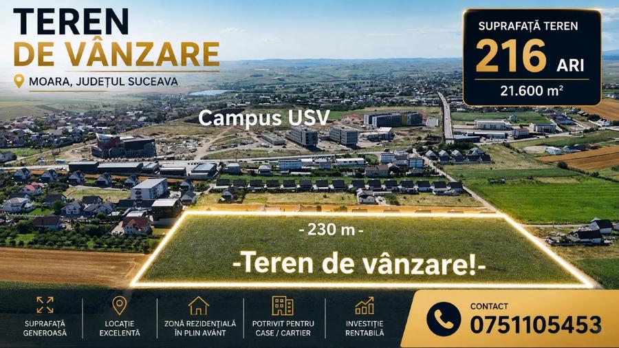 216 ari • lângă Campusul USV Moara Ideal pentru dezvoltare rezidențială