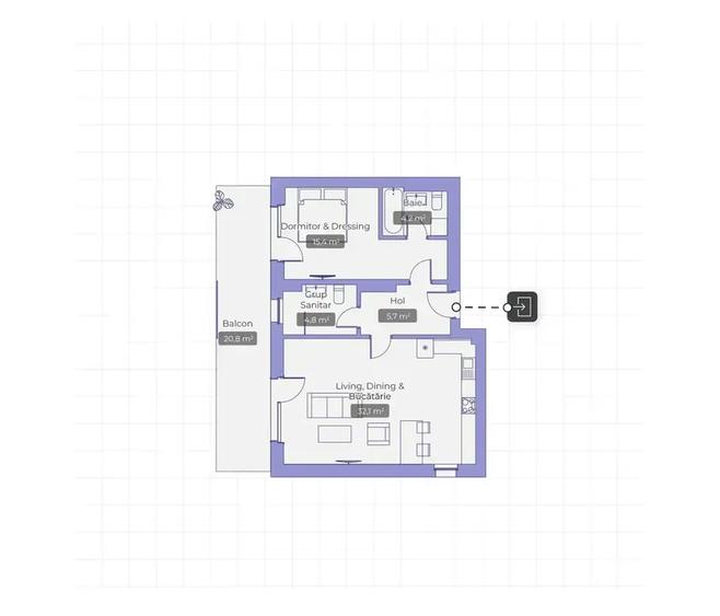 Apartament cu 2 camere și 2 băi – zona Erou Iancu Nicolae