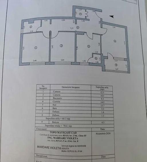 Apartament 3 camere, 71 mp – Zona Micro 20, Etaj 6