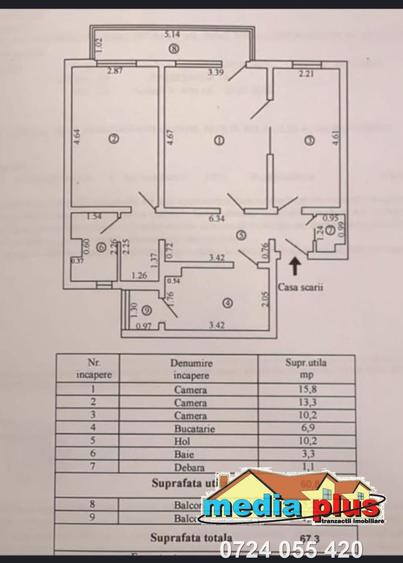 Apartament 3 camere decomandat – Micro 39
