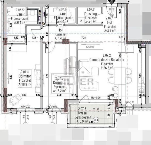 Apartament cu 3 camere/93 mp/CF/zona C-tin Brancusi. - 4