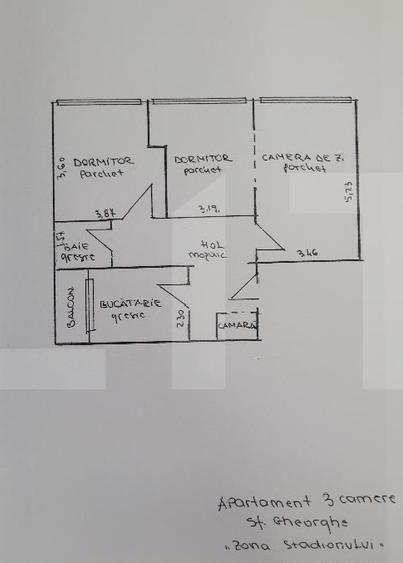 Apartament 3 camere, 67 mp, zona Simeria