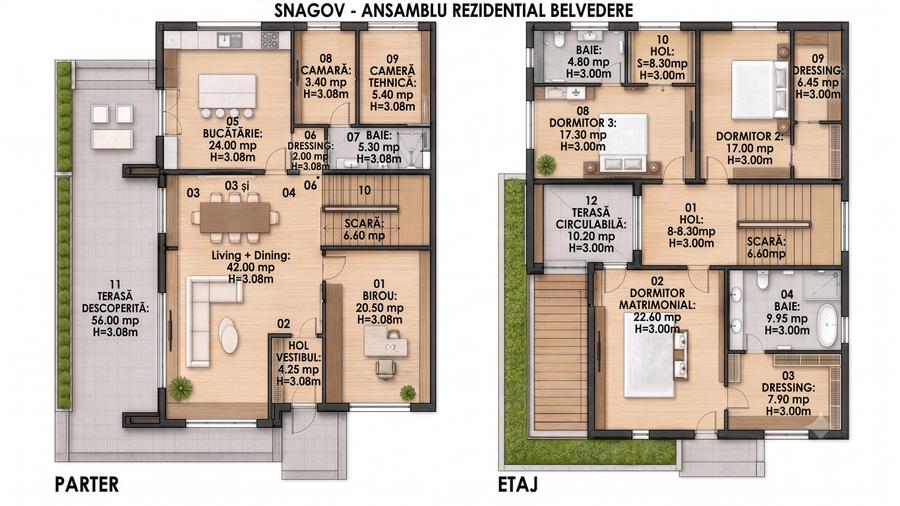 Snagov Belvedere Vila Amiral S.t=1200 mp 0% TVA Piscină Inclusă, 4 Dormitoare