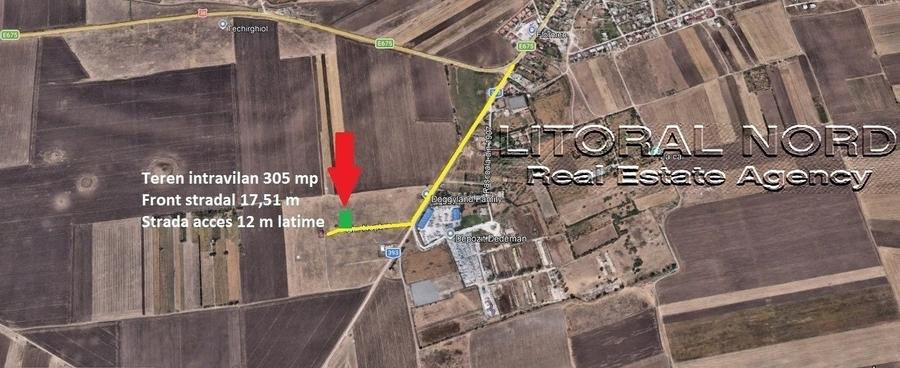 Exclusivitate-Techirghiol, teren intravilan, 305 mp, deschidere la strada de 17m