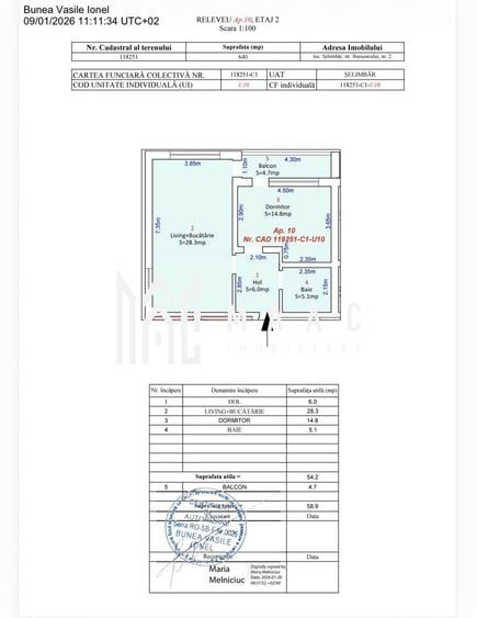 Apartament 2 camere I Etajul 1 I Balcon I Selimbar