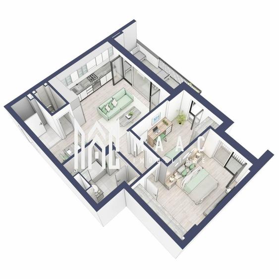 Apartament 3 camere | Balcon 10.6 mp | Etaj 1 | Turnisor