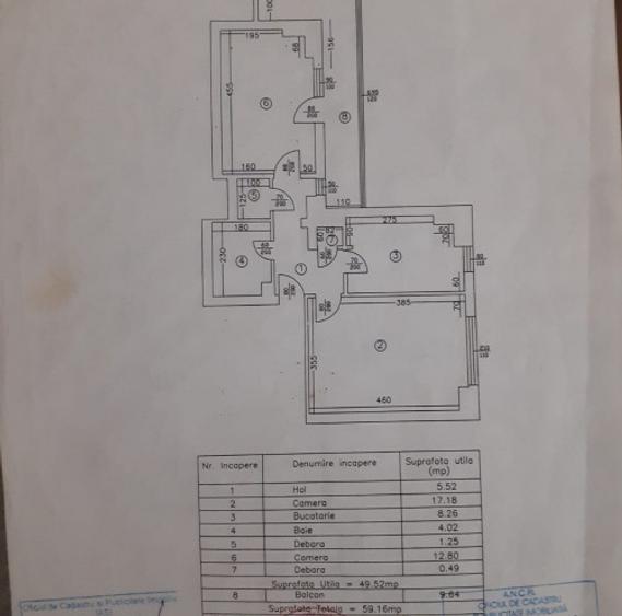 Apartament 2 camere decomandat-59mp-bloc 1986-Granit-Socola