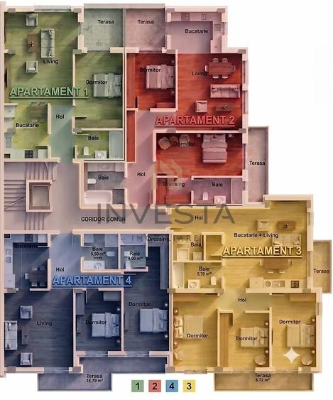 Apartament 2 camere decomandat si terasa de 19 mp, bloc nou, Marasti