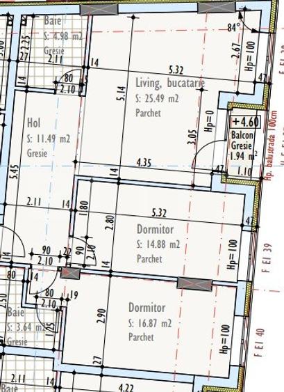 Apartament cu 3 camere, 2 bai, 77,35 mp, semifinisat, TVA inclus, zona Mărăști