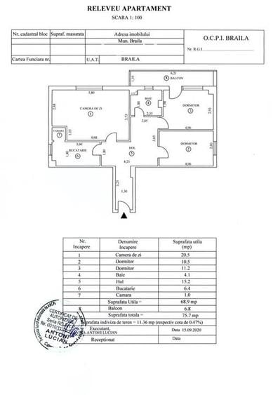 3 camere, Confort 1 Decomandat, etaj intermediar in bloc cu lift, Viziru 3