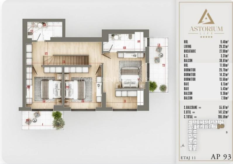 PENTHOUSE PESTE 141MP. UTILI IN PROIECTUL ASTORIUM LIFE! - 2