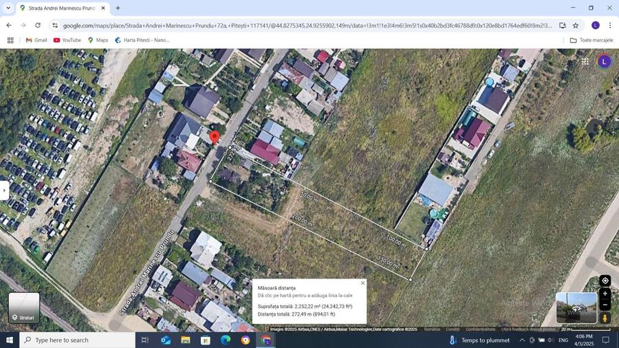 Teren intravilan de vânzare – 2200 mp, Pitești, str. Bananai