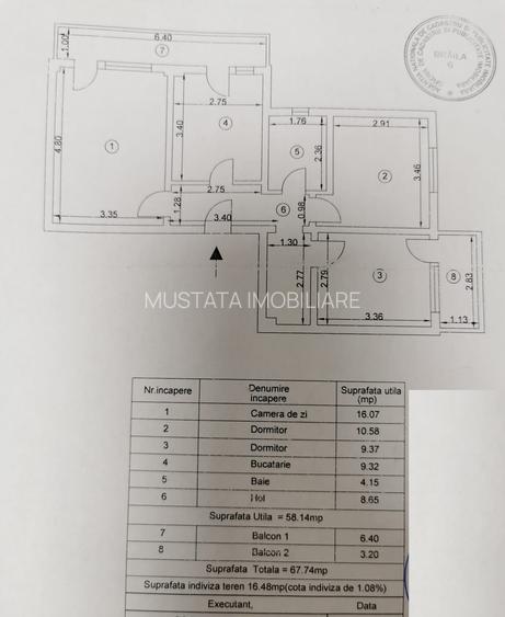 Apartament La Cheie - 3 camere confort 1 decomandat - Obor. Supr.67mp. - 9