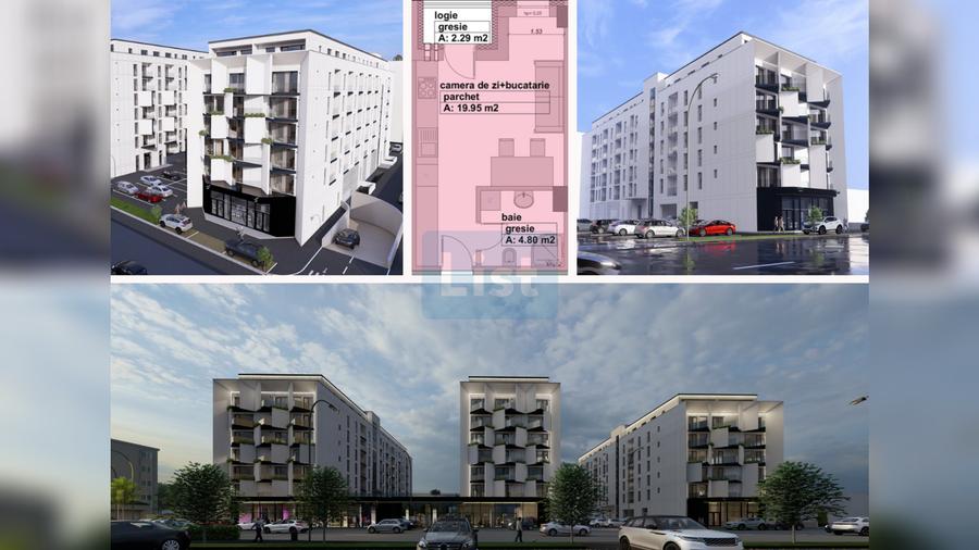 Apartament de vânzare, tip studio, finisat, etaj 3, Comision 0%