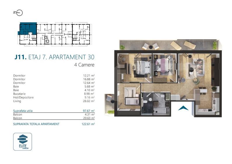 Apartament cu 4 camere, 98 mp, Ansamblu Rezidential, zona RIVUS