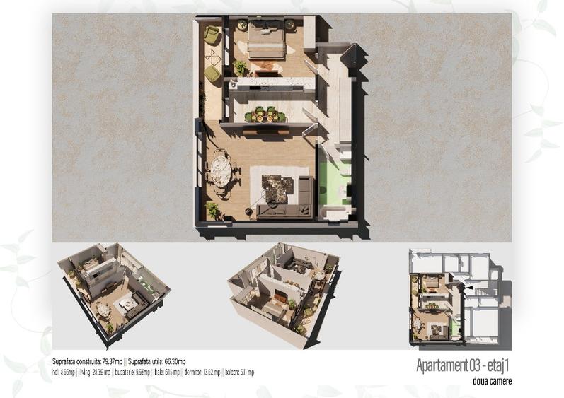 ULTIMILE 2 unitati! de la 1000€/m2 -Apartament 2 camere 72.4 m2 Kamsas