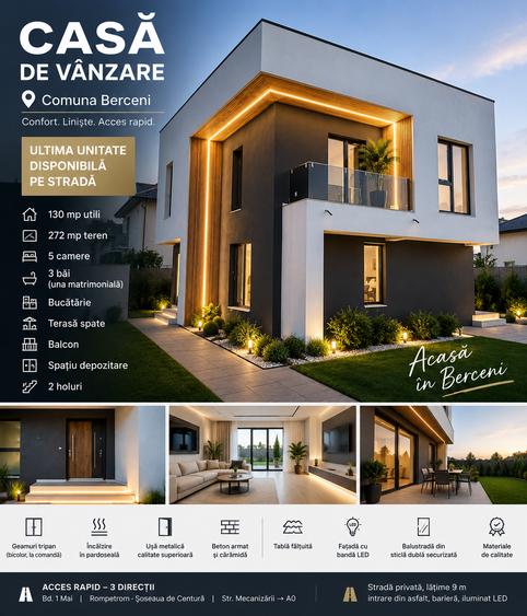 Casă individuală P+1 – Comuna Berceni | Ultima disponibilă pe stradă