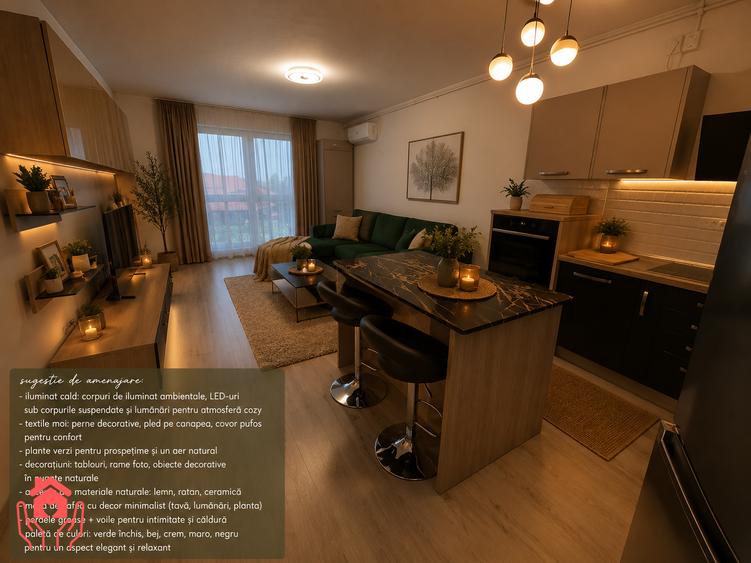 SISESTI-2 camere mobilate, 2 bai, terasa cu vedere lac, bloc boutique, parcare!