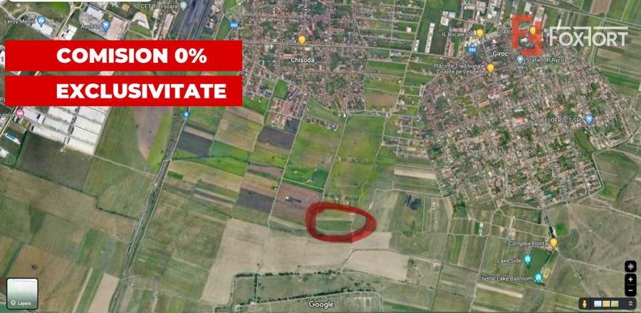Teren extravilan 18.400 mp, 2 fronturi stradale, zona Chisoda