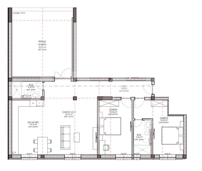 Apartament de vanzare in Sibiu - etaj retras 3 camere cu terasa spectaculoasa