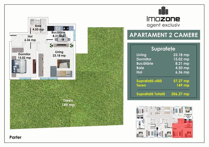 MILITARI, METROU PACII, 2 CAMERE, 57 mp, GRADINA, 150 mp