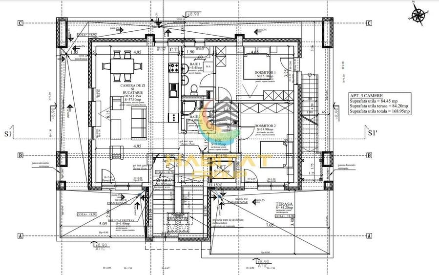 Fizicienilor Penthouse 3 cam. 85 mp + terasa 84 mp ACTE GATA - 2