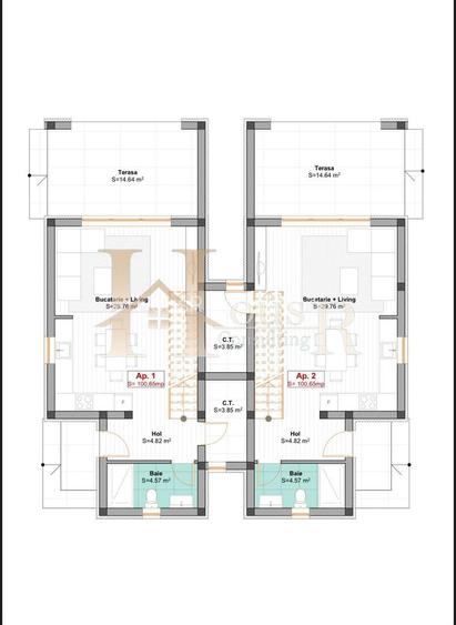 4 camere.Despartit prin camera tehnica.Proiect Deosebit - 22