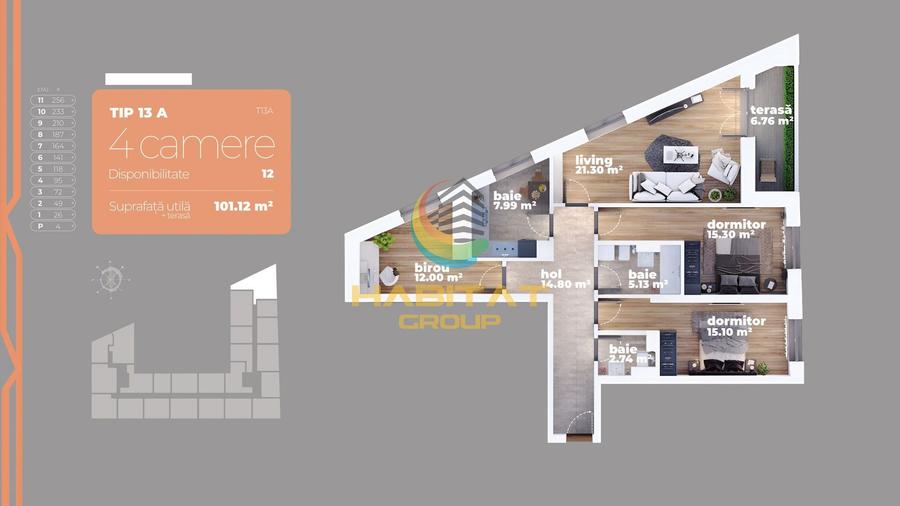 L.Rebreanu 4 camere decomandat 101 mp vis-a-vis AUCHAN TITAN