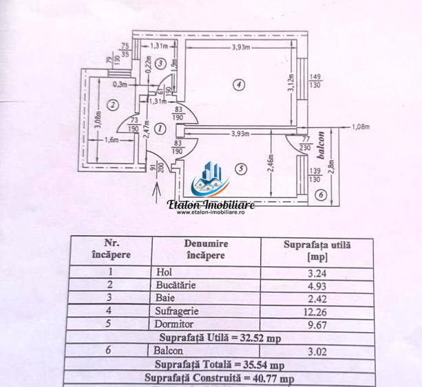 Apartament 2 camere decomandat, etaj 4/4 pod nou, Maratei 1