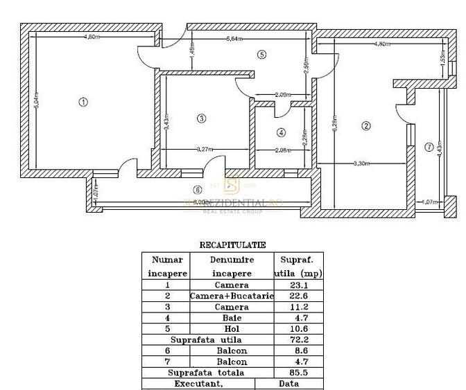 Apartament spatios cu 3 camere, 85,5 mp, 2 balcoane, Popesti-Leordeni - 1