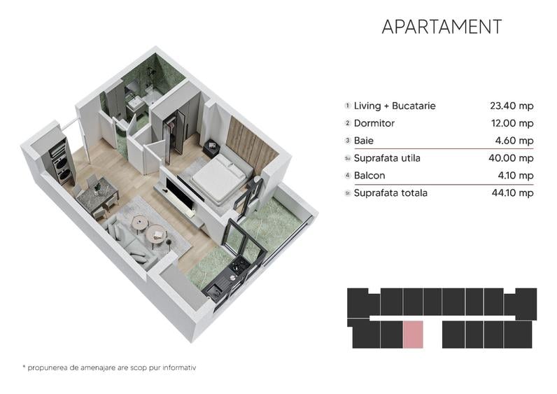 Studio 44mp ~ Bloc Nou, Zona linistita, Parc, Metrou M2