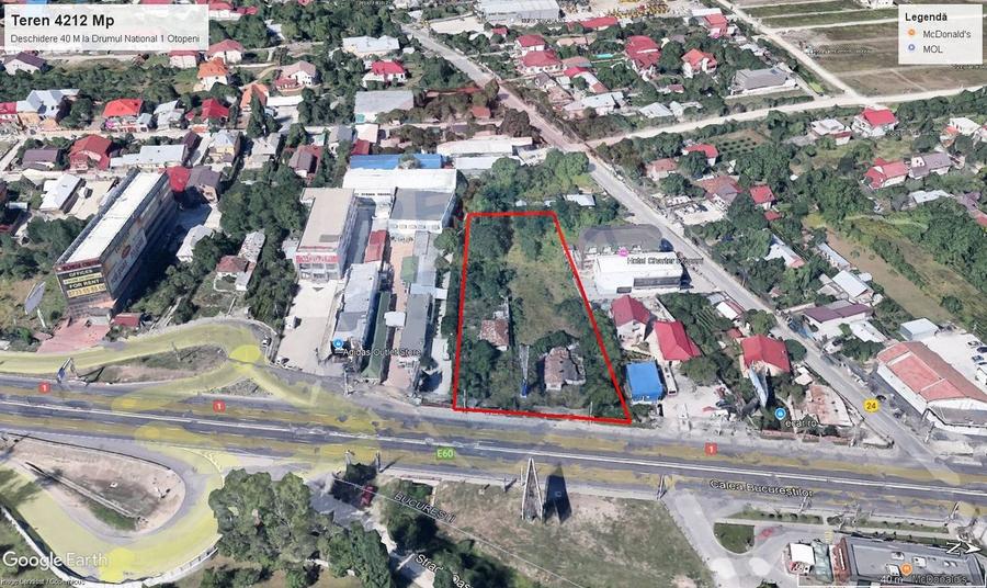 Teren de inchiriat Otopeni – 4212 mp cu deschidere 50 m la DN1