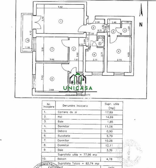 Apartament 4 camere, decomandat/Etaj 4/4 ,Zona Nord