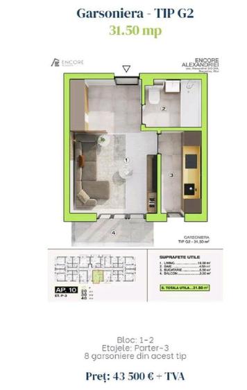 Garsonieră decomandată cu balcon – proiect rezidențial nou în Bragadiru