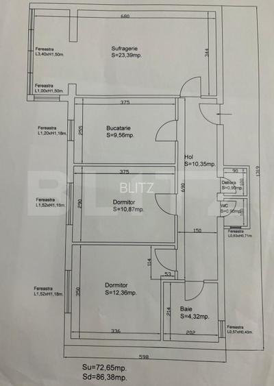 Apartament 3 camere, 76 mp, etaj 2, zona Calea Bucuresti - 10