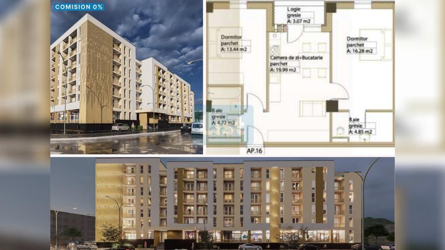 Apartament 3 camere, 72.09mpc, etaj 1, lift, Comision 0%
