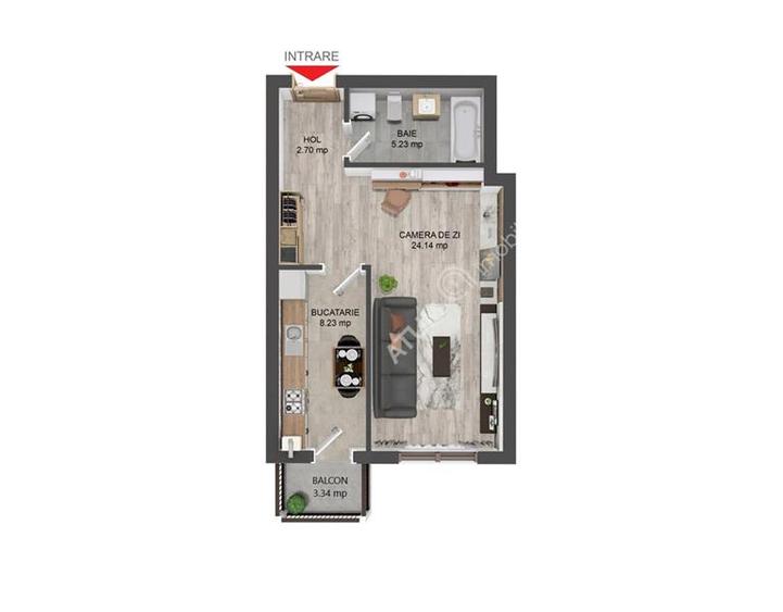 Garsoniera decomandata finisata la cheie cu balcon zona Pictor Brana