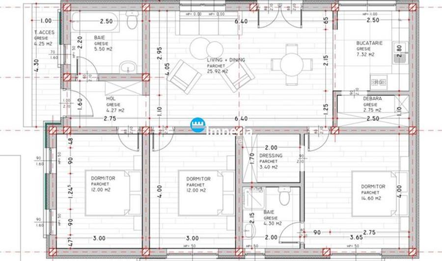Casa Parter – 3 dormitoare, 2 bai, 92 mp utili – Zona Horpaz
