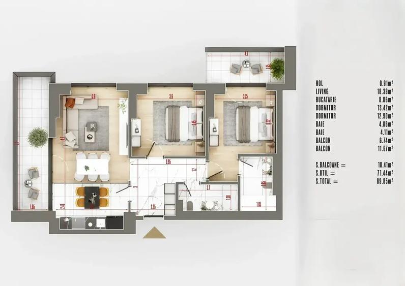 Apartament 3 Camere Decomandat mutare imediata finisaje premium